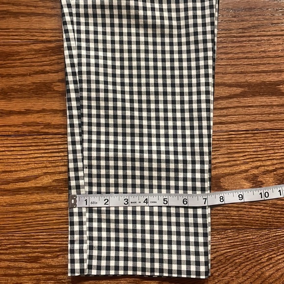Donna Ricco GINGHAM checker Ponte black white ankle pants crop zipped stretch 8 - Picture 11 of 12